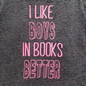 Arizona Jean Co. 'I like boys in books better' Short Sleeve Gray tee Lrg.